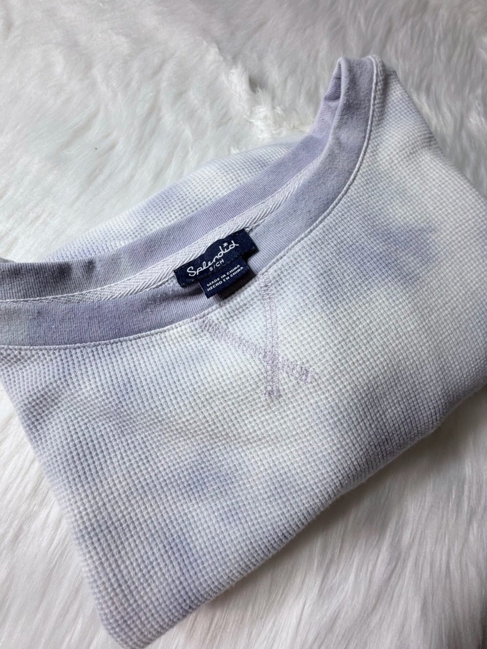 Splendid Gray Waffle Knit Tie Dye Pullover Sweatshirt Small - Picture 14 of 14